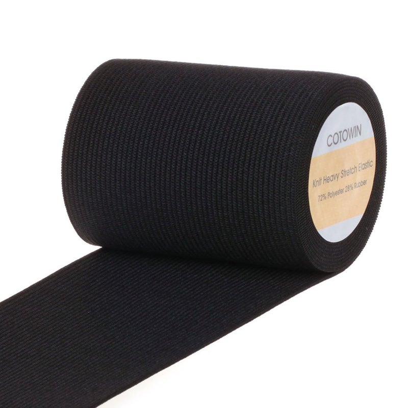 COTOWIN 3-inch Wide Black Heavy Stretch High Elasticity Knit Elastic Band 3 Yards - Image 1